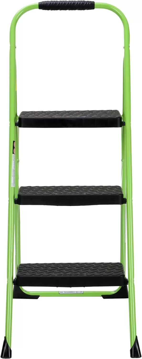 Cosco 11408GNF1E, Green Three Big Folding Step Stool with Rubber Hand Grip