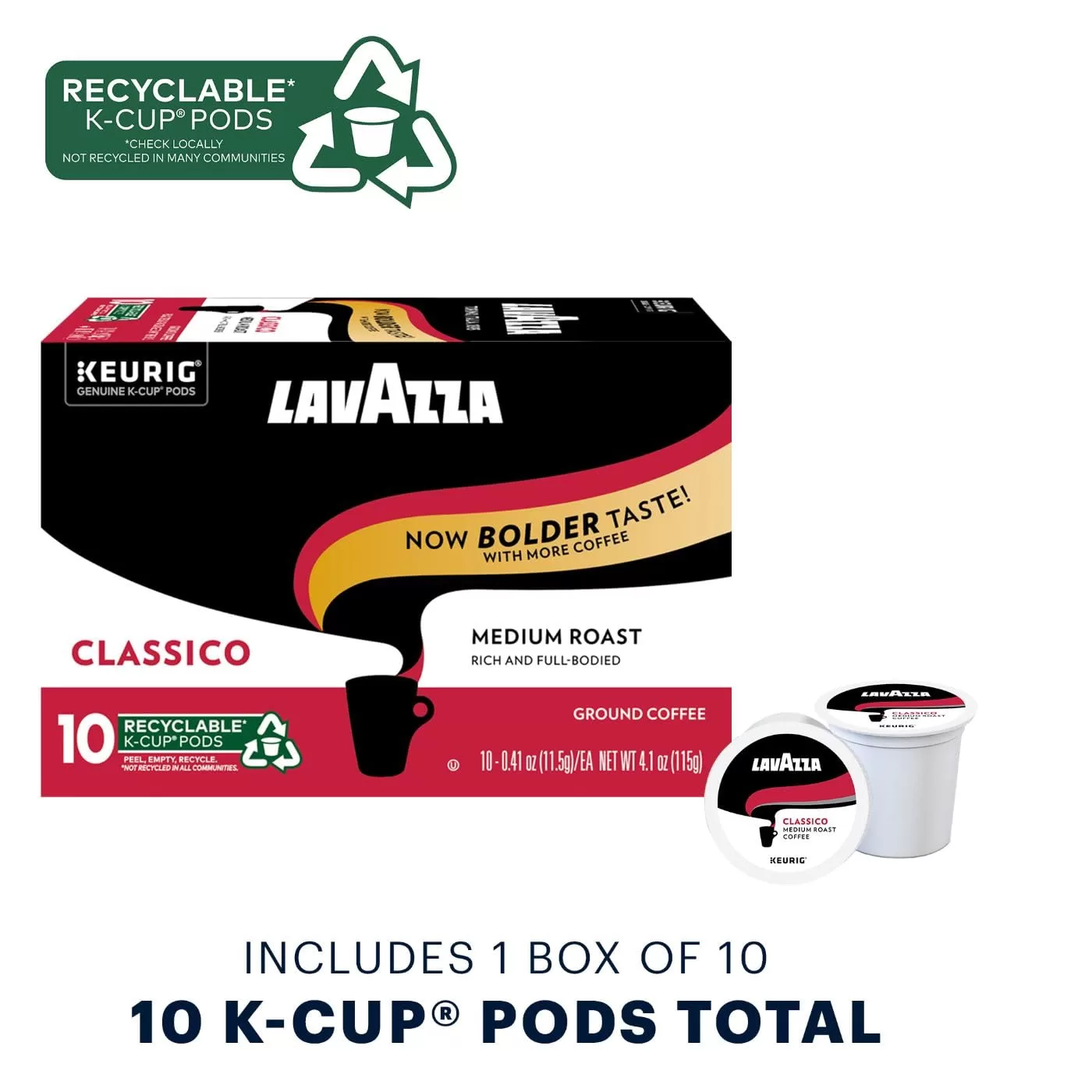 Lavazza Classico Single-Serve Coffee K-Cups for Keurig Brewer, Medium Roast, 10 Count Boxes (Pack of 6) ,100% Arabica