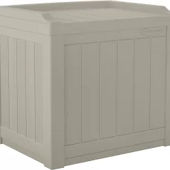 Suncast Small Deck Box-Lightweight Resin Indoor/Outdoor Storage Container, Light Taupe