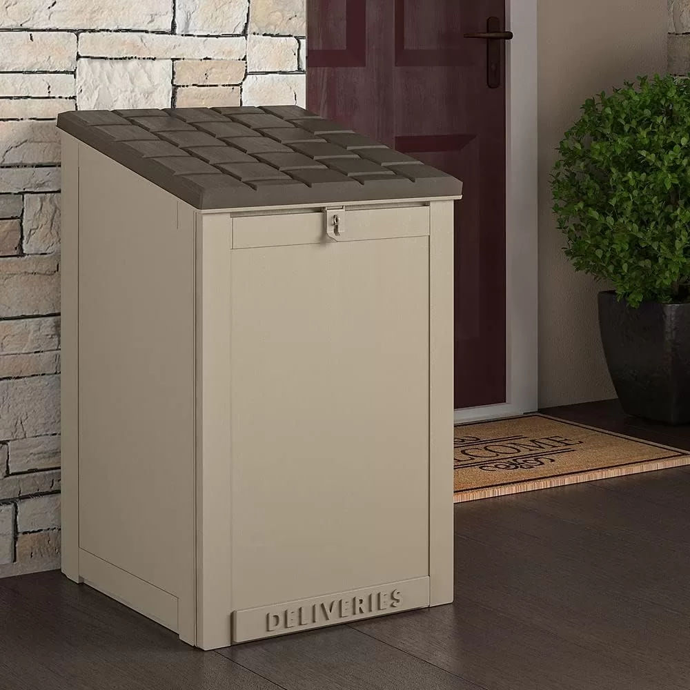 Cosco Outdoor LIving BoxGuard®, Large Lockable Package Delivery and Storage Box, 6.3 cubic feet, Tan