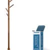MELDEVO Wooden Tree Coat Rack Stand, 6 Hooks