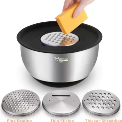 Wildone Mixing Bowls Set of 5, Stainless Steel Nesting Bowls with Airtight Lids