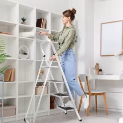 Delxo 4 Step Ladder Folding Step Stool, Heavy-Duty Sturdy Safety Tall Step Ladder Outdoor with Handrail Wide Pedal