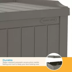 Suncast 22 Gallon Indoor or Outdoor Backyard Patio Small Storage Deck Box, Stone Gray