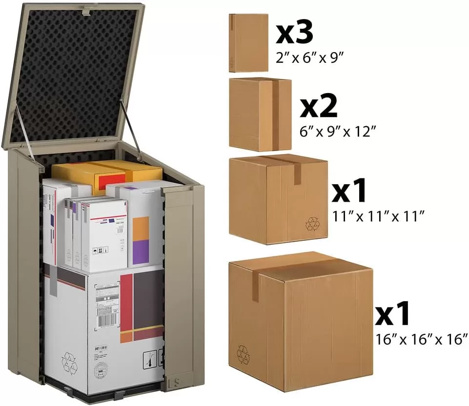 Cosco Outdoor LIving BoxGuard®, Large Lockable Package Delivery and Storage Box, 6.3 cubic feet, Tan