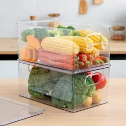 Refrigerator Organizer Bins with Lid, 8 Pack Plastic Freezer Organizer Bins for Freezer, Kitchen, Cabinets