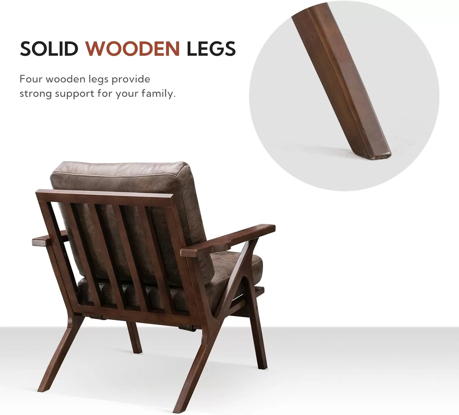 Bonzy Home Mid-Century Modern Accent Chair, Retro Brown