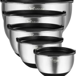 Wildone Mixing Bowls with Airtight Lids, Stainless Steel Nesting Mixing Bowls Set of 5