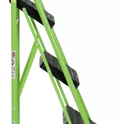 Cosco 11408GNF1E, Green Three Big Folding Step Stool with Rubber Hand Grip