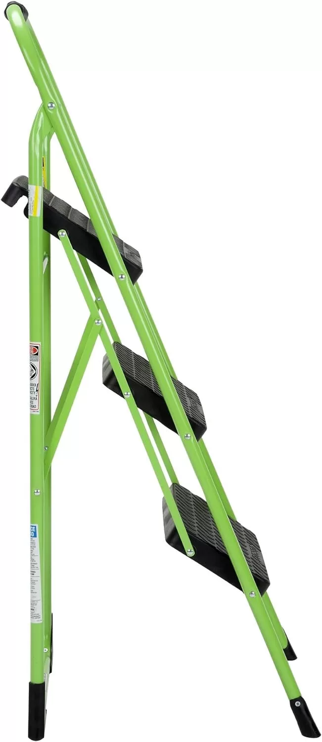Cosco 11408GNF1E, Green Three Big Folding Step Stool with Rubber Hand Grip
