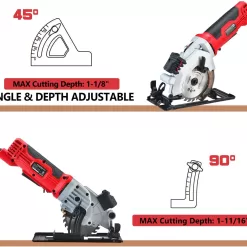 PowerSmart 4 Amp 4-1/2 Inch Mini Circular Saw with 2 Wood Blades and Laser Guide