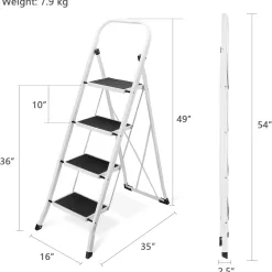 Delxo 4 Step Ladder Folding Step Stool, Heavy-Duty Sturdy Safety Tall Step Ladder Outdoor with Handrail Wide Pedal