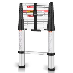 Yvan Telescoping Ladder,12.5 FT One Button Retraction Aluminum Telescopic Extension Extendable Ladder, 250 Lb Capacity