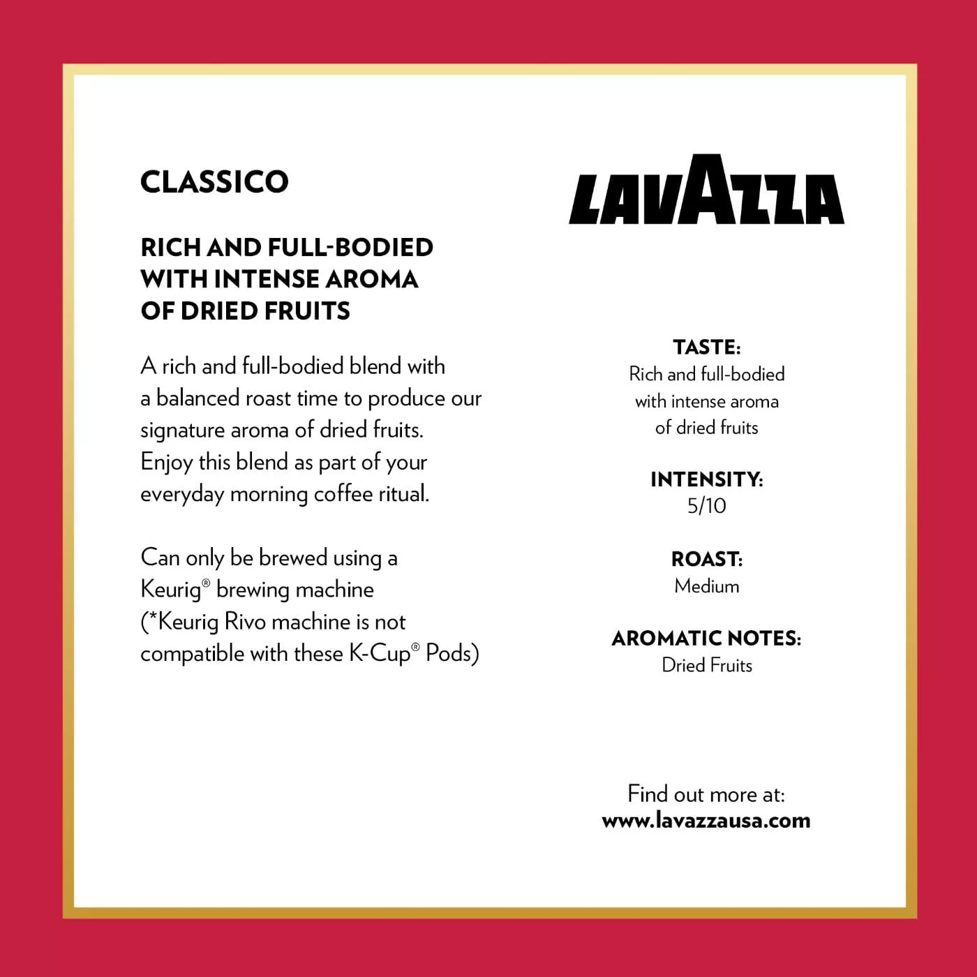 Lavazza Classico Single-Serve Coffee K-Cups for Keurig Brewer, Medium Roast, 10 Count Boxes (Pack of 6) ,100% Arabica