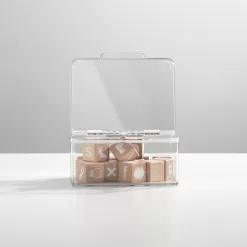 mDesign Plastic Playroom/Gaming Storage Organizer Box Containers, Hinged Lid for Shelves or Cubby, 8 Pack, Clear
