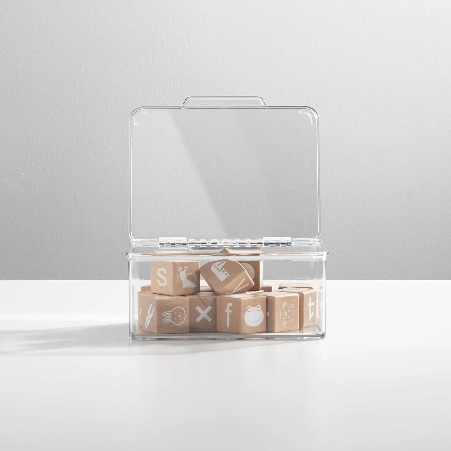 mDesign Plastic Playroom/Gaming Storage Organizer Box Containers, Hinged Lid for Shelves or Cubby, 8 Pack, Clear