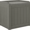 Suncast 22 Gallon Indoor or Outdoor Backyard Patio Small Storage Deck Box, Stone Gray