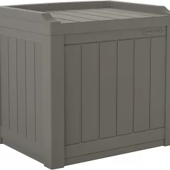 Suncast 22 Gallon Indoor or Outdoor Backyard Patio Small Storage Deck Box, Stone Gray