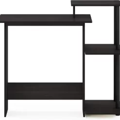 Furinno Efficient Home Laptop Notebook Computer Desk with Square Shelves, Espresso/Black