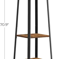 VASAGLE ALINRU Coat Rack with 3 Shelves, Stand with Hooks