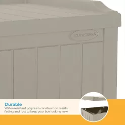 Suncast Small Deck Box-Lightweight Resin Indoor/Outdoor Storage Container, Light Taupe