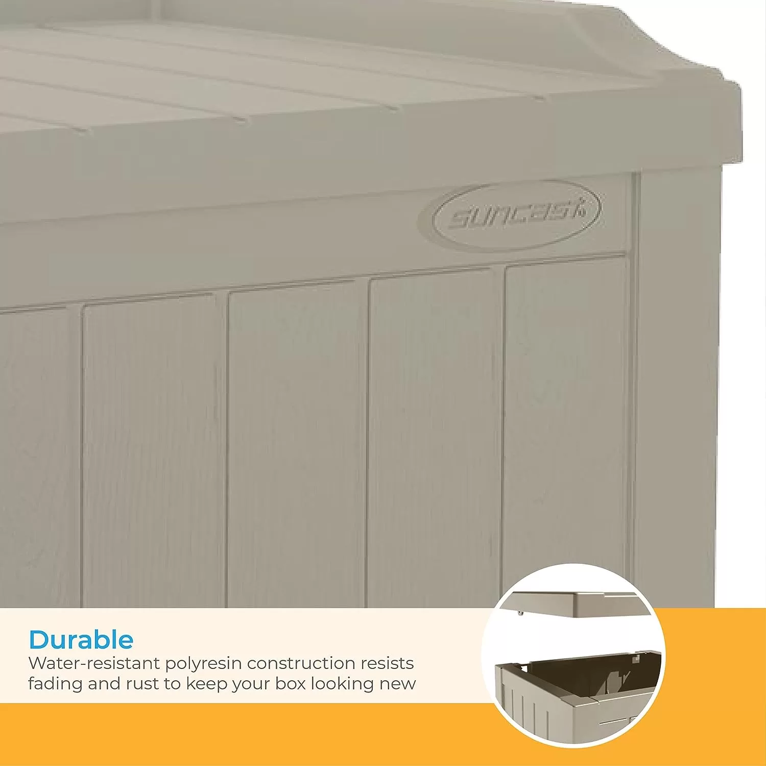 Suncast Small Deck Box-Lightweight Resin Indoor/Outdoor Storage Container, Light Taupe