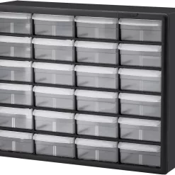 Akro-Mils 24 Cabinet 10724, Plastic Parts Storage Hardware and Craft Cabinet, (20-Inch W x 6-Inch D x 16-Inch H), Black