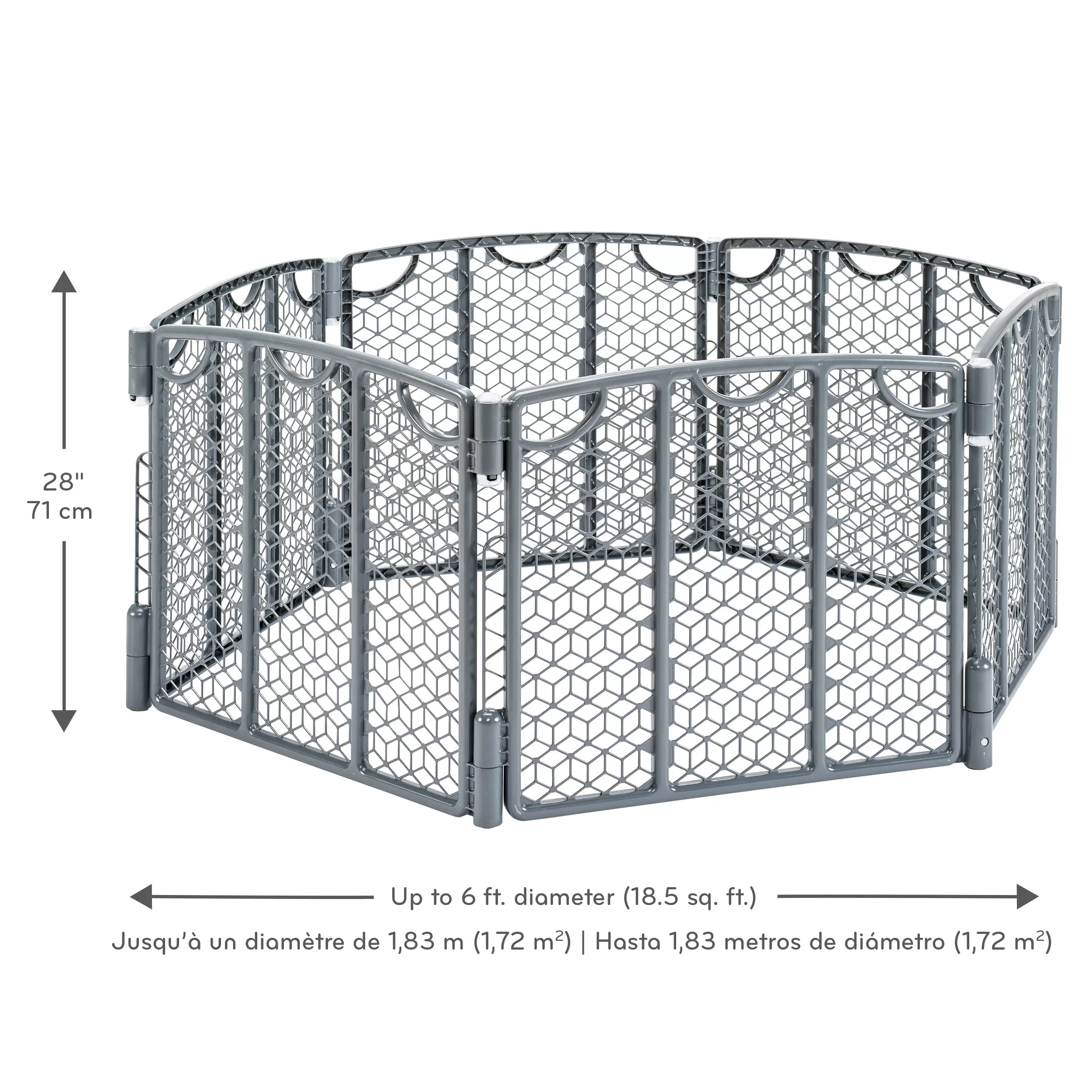 Evenflo Versatile Play Space Adjustable Freestanding Playard, 6-Panels, Cool Gray