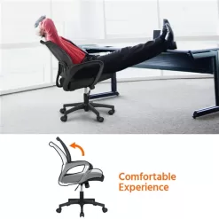 Adjustable Mid Back Mesh Swivel Office Chair with Armrests, Black