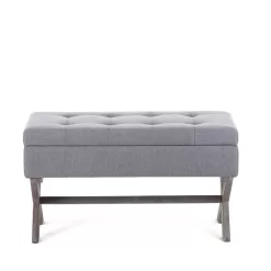 Boraam Angelina Button Tufted Storage Bench - Gray