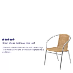 Flash Furniture Commercial Aluminum and Beige Rattan Indoor-Outdoor Restaurant Stack Chair