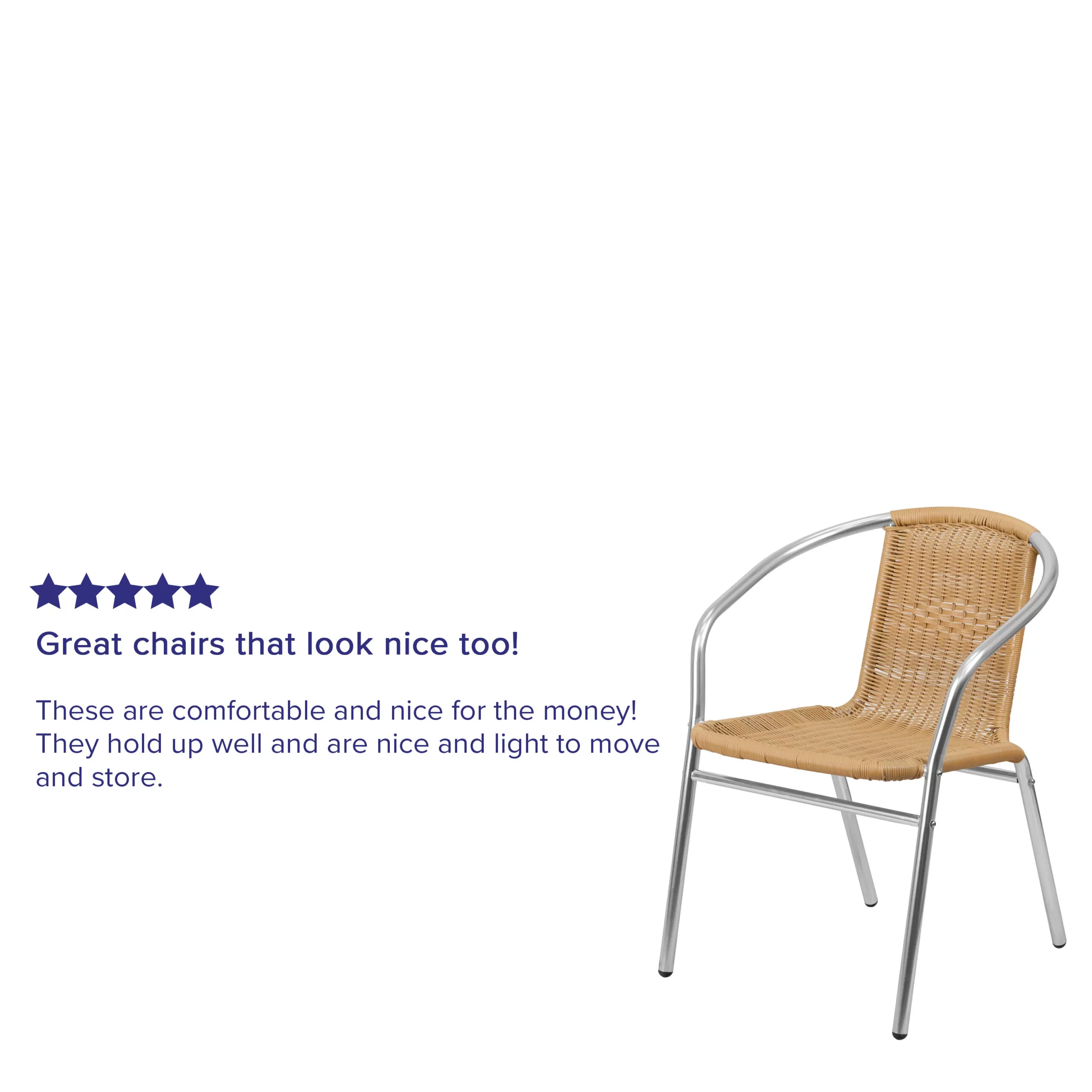 Flash Furniture Commercial Aluminum and Beige Rattan Indoor-Outdoor Restaurant Stack Chair