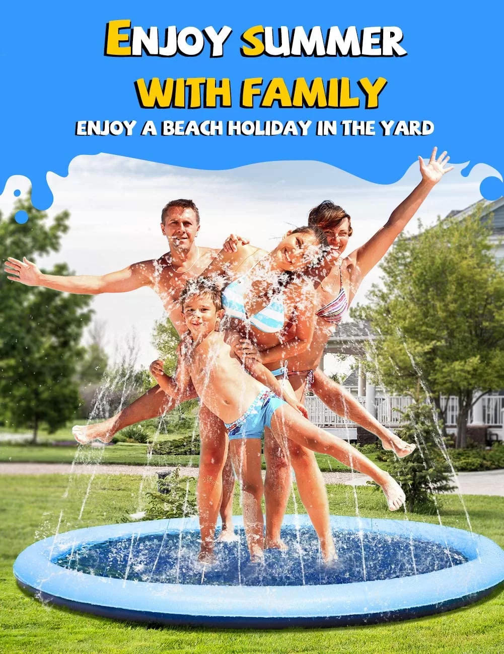 VISTOP Non-Slip Splash Pad for Kids and Dog, Thicken Sprinkler Pool Summer Outdoor Water Toys