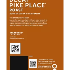 Starbucks Coffee K-Cup Pods, Decaf Pike Place Roast, Medium Roast Decaffeinated Coffee, 24 CT K-Cups Per Box (Pack of 1 Box)