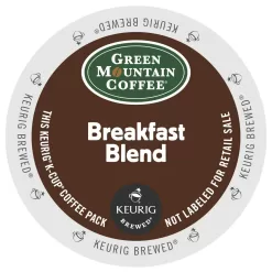 Green Mountain Coffee, Breakfast Blend, Single-Serve Keurig K-Cup Pods, Light Roast, 144 Count (6 Boxes of 24 Pods)