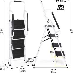EdMaxwell 4 Step Ladder with Handrails 500 lb Capacity Step Stool Folding Portable Ladders