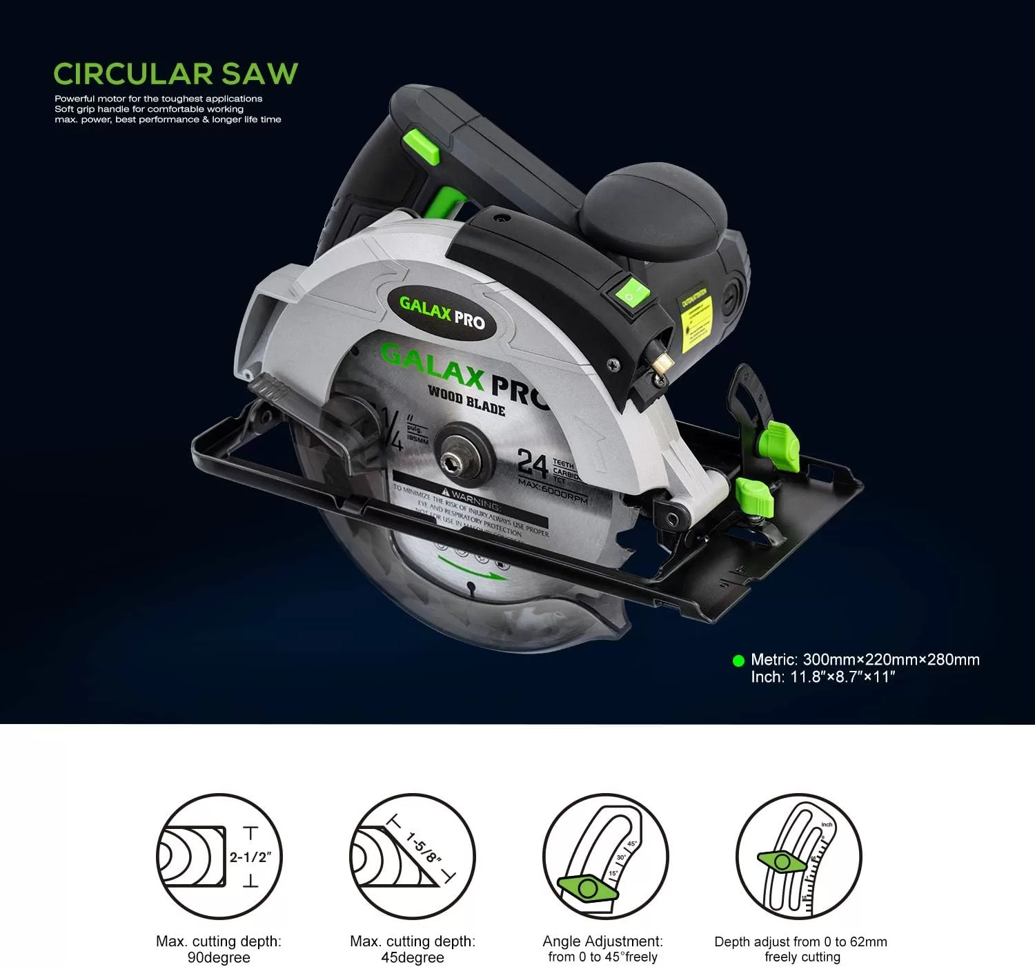 GALAX PRO 12A 5500RPM Corded Circular Saw