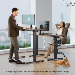 Sweetcrispy Electric Standing Desk, 40 x 24in Adjustable Height Electric Stand up Desk, Rustic Brown