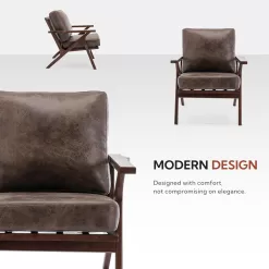 Bonzy Home Mid-Century Modern Accent Chair, Retro Brown