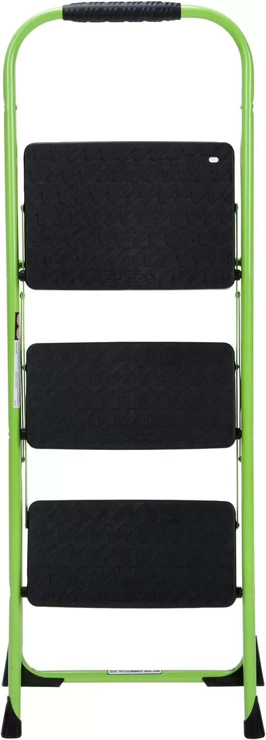 Cosco 11408GNF1E, Green Three Big Folding Step Stool with Rubber Hand Grip