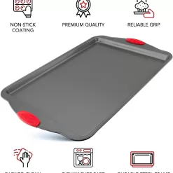 Nonstick Baking Sheet Tray Set of 3 - These Cookie Sheet Pans are Non-toxic, Dent, Warp, and Rust Resistant