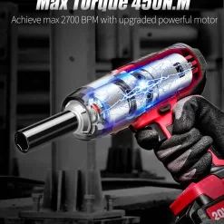 AVID POWER Cordless Impact Wrench, 1/2 Impact Gun w/Max Torque 330 ft lbs (450N.m)