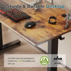 Sweetcrispy Electric Standing Desk, 40 x 24in Adjustable Height Electric Stand up Desk, Rustic Brown