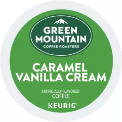 Green Mountain Coffee Roasters Caramel Vanilla Cream, Single-Serve Keurig K-Cup Pods, Flavored Light Roast Coffee, 72 Count