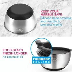 Wildone Mixing Bowls with Airtight Lids, Stainless Steel Nesting Mixing Bowls Set of 5