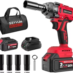 SEYVUM Impact Wrench,1/2" Impact Gun, Power Impact Driver Max Torque 320 Ft-lbs (430N.m)