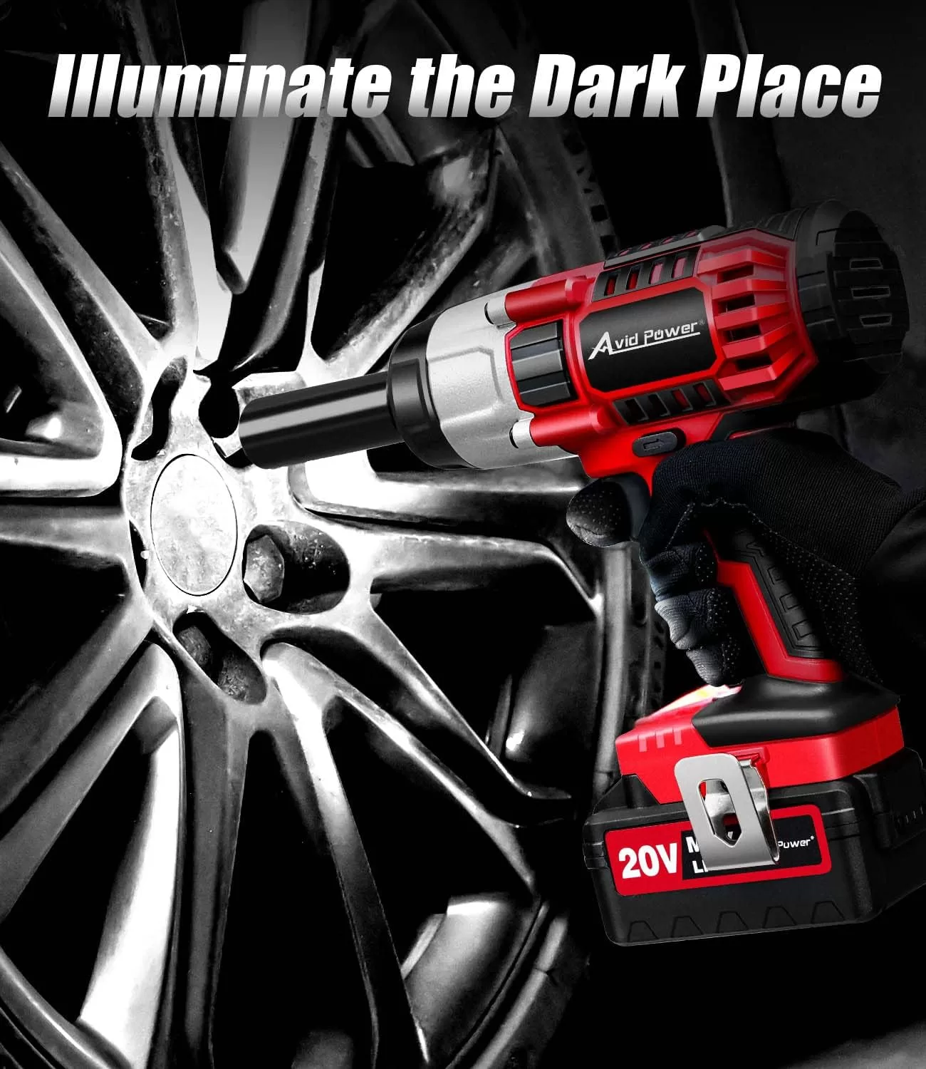 AVID POWER Cordless Impact Wrench, 1/2 Impact Gun w/Max Torque 330 ft lbs (450N.m)