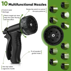 Metal Garden Hose 100FT, Stainless Steel Heavy Duty Water Hose With 10 Function Nozzle