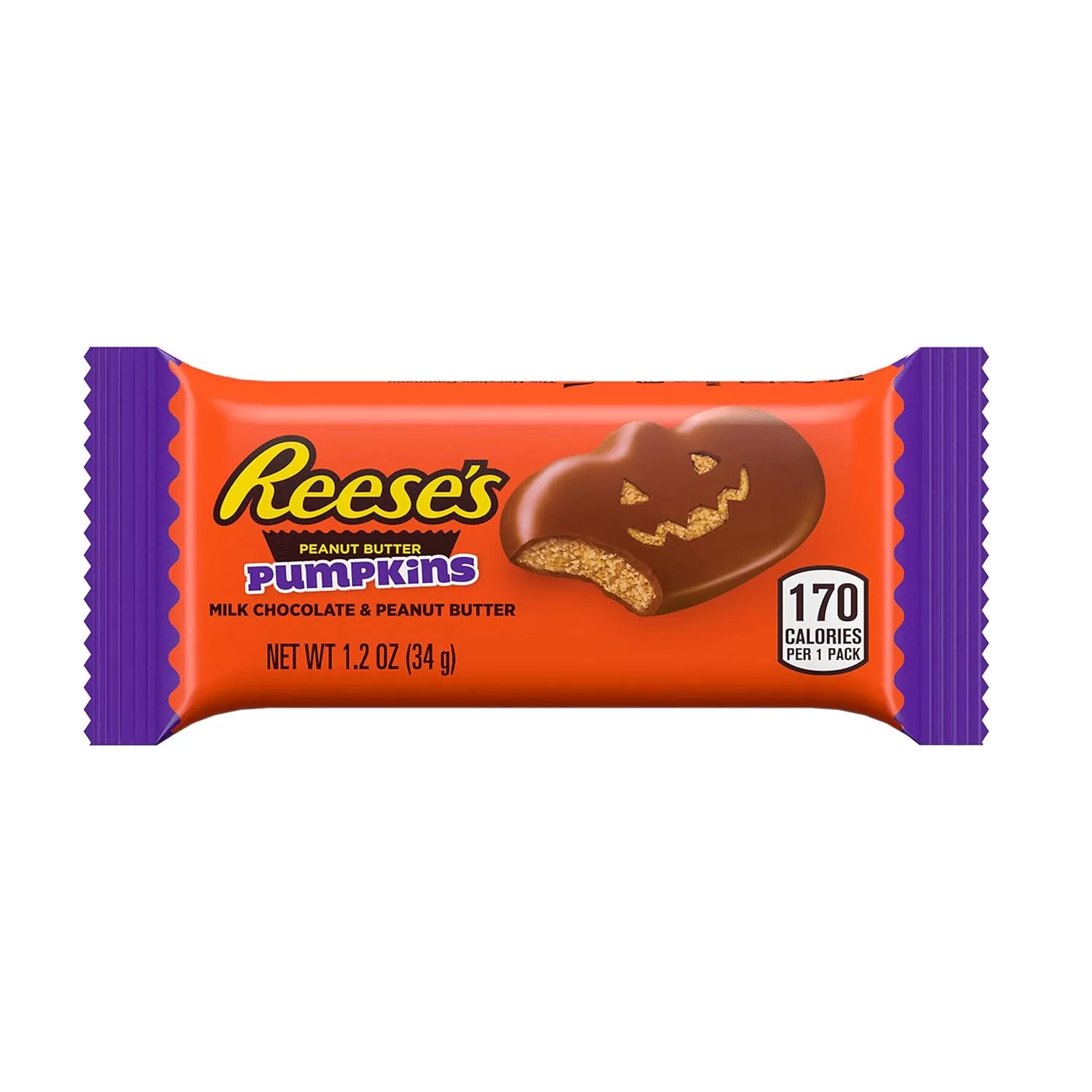 REESE'S Milk Chocolate Peanut Butter Pumpkins, Halloween Candy Packs, 1.2 oz (36 count)