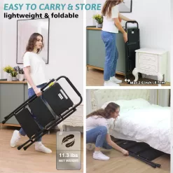 Step Ladder 3 Step Folding with Handgrip, 500Lbs Steel Step Stool, Folding Ladder with Anti-Slip Wide Pedals